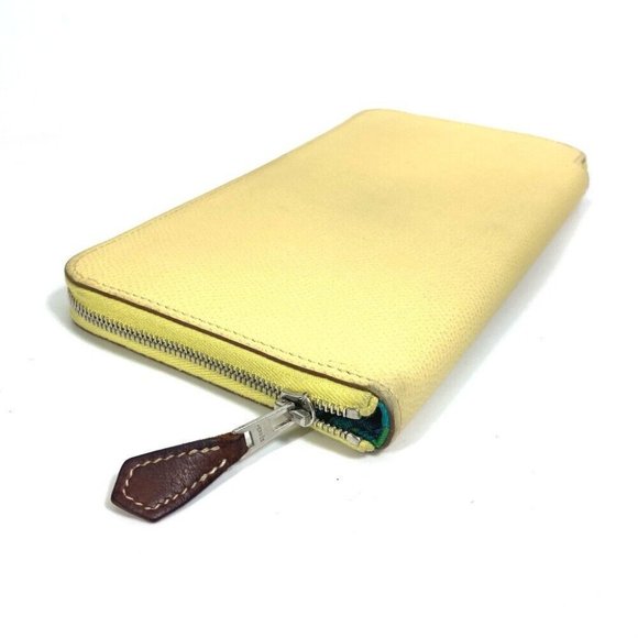 Authentic HERMES Azap Long Silk-In Zip Around Long Wallet Leather yellow/Green - Picture 6 of 15